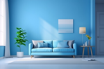 modern living room blue