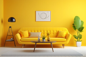 living room interior yellow