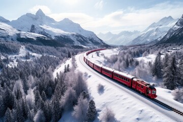 Experience the beauty of winter in the Swiss Alps aboard the Bernina Express, where the snowy landscapes, alpine peaks, and scenic railway create a breathtaking European travel adventure
