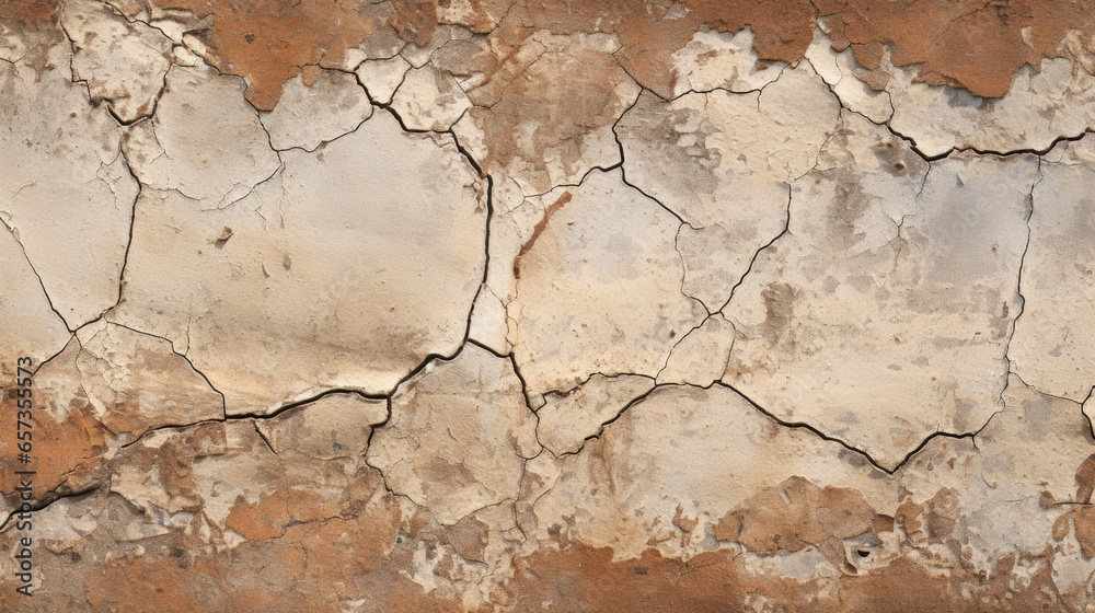 Wall mural texture of a vintage earthenware piece, showing off its worn down and rustic surface. the cracks and