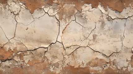 Obraz premium Texture of a vintage earthenware piece, showing off its worn down and rustic surface. The cracks and chips give it a sense of character and history that cant be replicated.