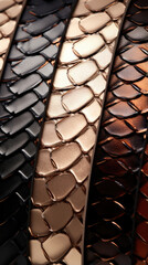 Texture of TwoTone Python Leather Fashionforward and edgy, this leather features a blend of contrasting colors and textures, with the prominent python scales adding a unique touch.
