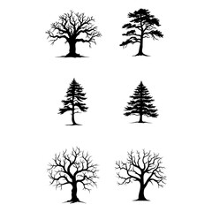 Spooky Trees and Leafless Branches: An Illustration for Haunted Halloween. Silhouette of a Dead Tree Vector Art