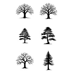 Fototapeta premium Vector Illustration of Spooky Trees and Leafless Branches for Haunted Halloween, Featuring a Dead Tree Silhouette