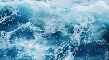 Fototapeta premium Texture of a turbulent whirlpool pattern in water, with strong currents and rough, turbulent waves creating a sense of movement.