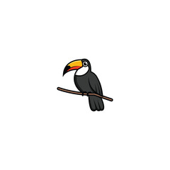 Toucan sits on a branch vector graphics