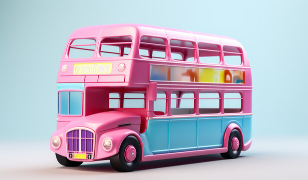Toy london bus in soft colors, plasticized material, educational for children to play. AI generated