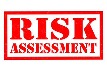 Risk assessment rubber Stamp over a white background - obrazy, fototapety, plakaty