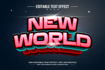 Fototapeta na wymiar New world 3D editable text effect template