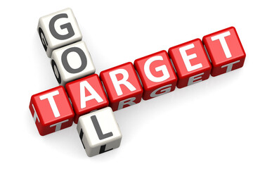 Target goal word on red and white crossword