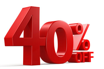 Business promotional concept with 40 percent off word isolated