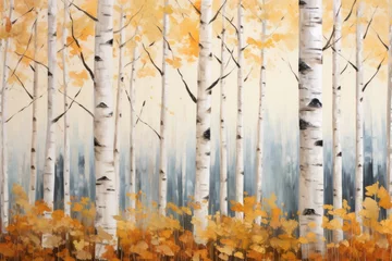 Gordijnen Birch trees background © kramynina
