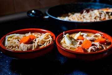 Bowls prepared with homemade ramen