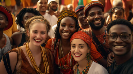 Unity in Diversity. Show unity and diversity as people from various backgrounds celebrate.