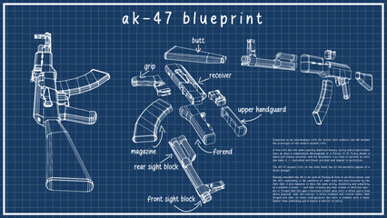 Rifle blueprint poster template