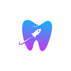 Fototapeta premium Rocket Dental Logo Vector Design Template