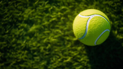 Classic Grass Court Tennis. A tennis ball on grass court embodies the classic charm and grace of traditional tennis matches.