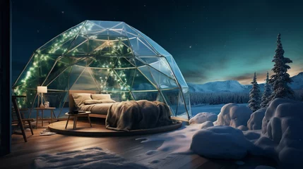 Fotobehang Icy Elegance: Cozy Igloo Haven. Embrace icy elegance in this cozy igloo © cwiela_CH