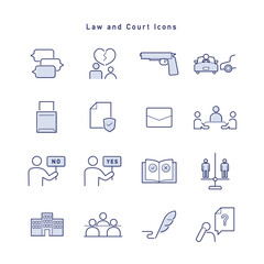 法律・弁護士・裁判に関するアイコンのセット