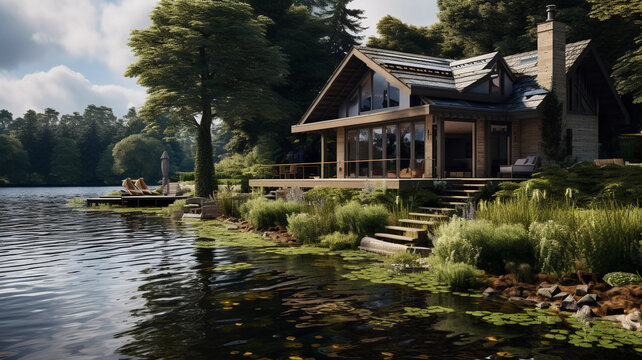 Lakeside Retreat: Stylish Cottage Living. Experience the charm of lakeside living in this cottage