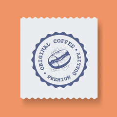 Vintage coffee bean label. Retro package stamp. 
