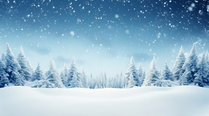 Fototapeta na wymiar Natural Winter Christmas background with sky, heavy snowfall, snowflakes in different shapes and forms, snowdrifts. Winter landscape with christmas shining beautiful snow - Generative AI