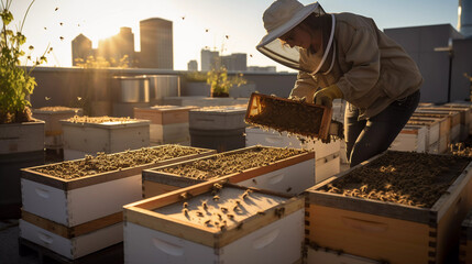 Urban Beekeeping Tranquility. Discover tranquility in this urban beekeeping scene