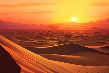 Fototapeta na wymiar Abstract Desert at Dusk: Setting Sun, Long Shadows, Warm Glowing Hues, generative AI