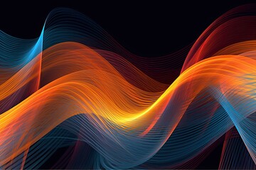 Abstract Lines Background: Rhythmic Flow of a Musical Composition - Vibrant Digital Image Design, generative AI