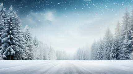Winter road background - Generative AI - obrazy, fototapety, plakaty