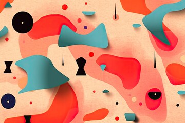 Abstract Shapes Background: Organic Miro-Inspired Artistic Composition, generative AI