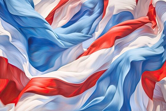 Abstract Tricolor Background: Capturing the Patriotic Spirit of a Flag Unfurling against a Clear Blue Sky, generative AI