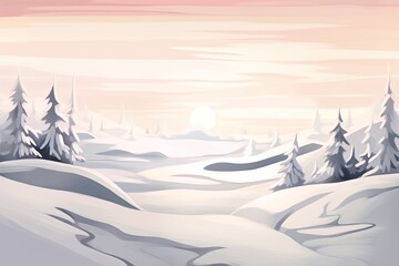 Abstract Winter Snowscape: Serene Peace on a White Background, generative AI