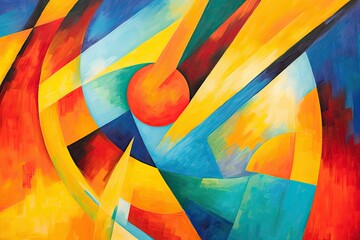 Modern Abstract Background: Kinetic Energy and Bold Color Blocking of Futurist Painting, generative AI