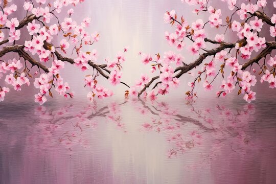 Cherry Blossom Elegance: Pink Abstract Background Reflecting the Soft Beauty of Spring, generative AI