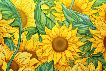 Yellow Abstract Background: Vibrant as a Field of Sunflowers under a Bright Sky, generative AI