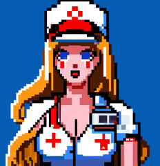 pixel art of nurse cartoon