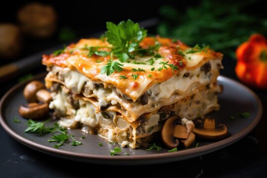 Lasagna with Mushroom food background
