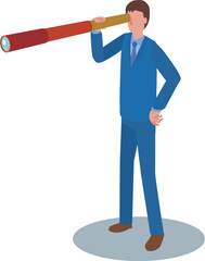 望遠鏡で様子をうかがう男性