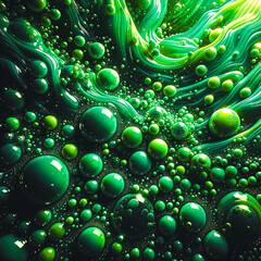 abstract green ethereal background with bubbles