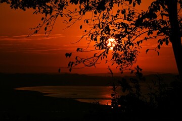 A touching moment of sunrise. Background material of the mystery of the universe.