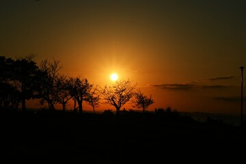 Fototapeta premium A touching moment of sunrise. Background material of the mystery of the universe.