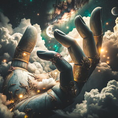 Massive Ethereal Marble Statue Hands In The Stars