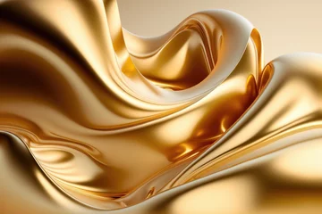 Foto op Plexiglas Gold wave liquid flowing metallic background © Alex
