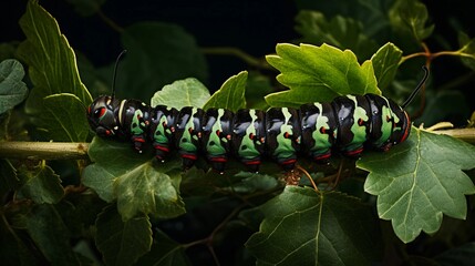 a caterpillar seamlessly blending into its textured background, highlighting their incredible camouflage abilities. Provide space for text, background image, AI generated