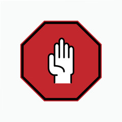 Hand Stop Icon. Reject, Prohibited Symbol for Entry  - Vector.