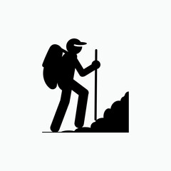 Hiker Icon. Hiking, Backpacker. Expedition, Adventure. Applied for Design, Presentation, Website, or Apps Elements - Vector.