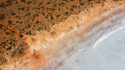 Dry lake and salt patterns in outback Australia