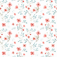 Fototapeta premium seamless pattern florals with leaves white background