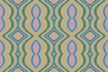 Obraz premium Motif Ikat Paisley Embroidery Background. Ikat Chevron Geometric Ethnic Oriental Pattern Traditional. Ikat Aztec Style Abstract Design for Print Texture,fabric,saree,sari,carpet.